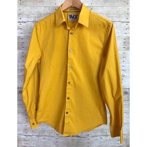 Express 1MX Fitted Mustard Button Down Dress Shirt